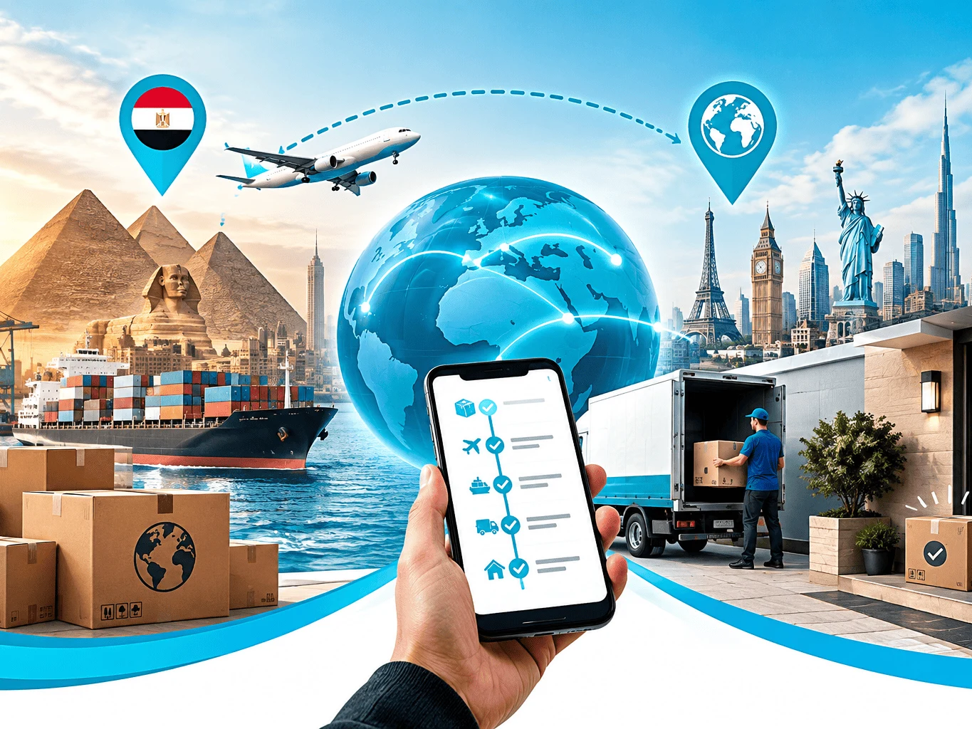 مندوب يسلّم شحنة دولية للمستلم على عنوانه